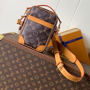 Louis Vuitton Brown Monogram Mini Crossbody Bag with Tan Trim